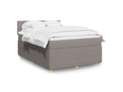Vidaxl Cama Com Molas/colchão 140x190 Cm Tecido Castanho-acinzentado