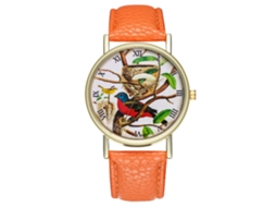 Relógio Zhoulianfa Laranja Fashion Unissex Casual Quartzo com Pulseira de Couro