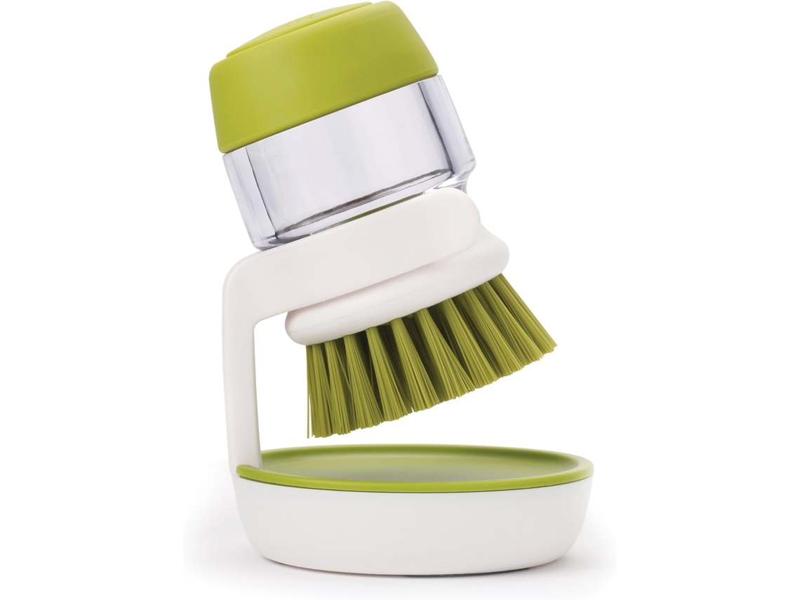 Escova De Lavar Louça Com Cabo E Saboneteira Suporte Para Guardar Sabão, Verde