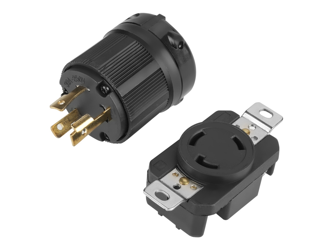 Conector Elétrico Twist Lock Nema L6-30p/l6-30r, 3 Pinos, 30a, 250v (macho E Fêmea)