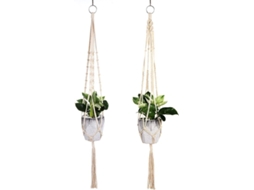 Plantas Suspensas De Macramé De 105 Cm Para Interior E Exterior - Conjunto De 2