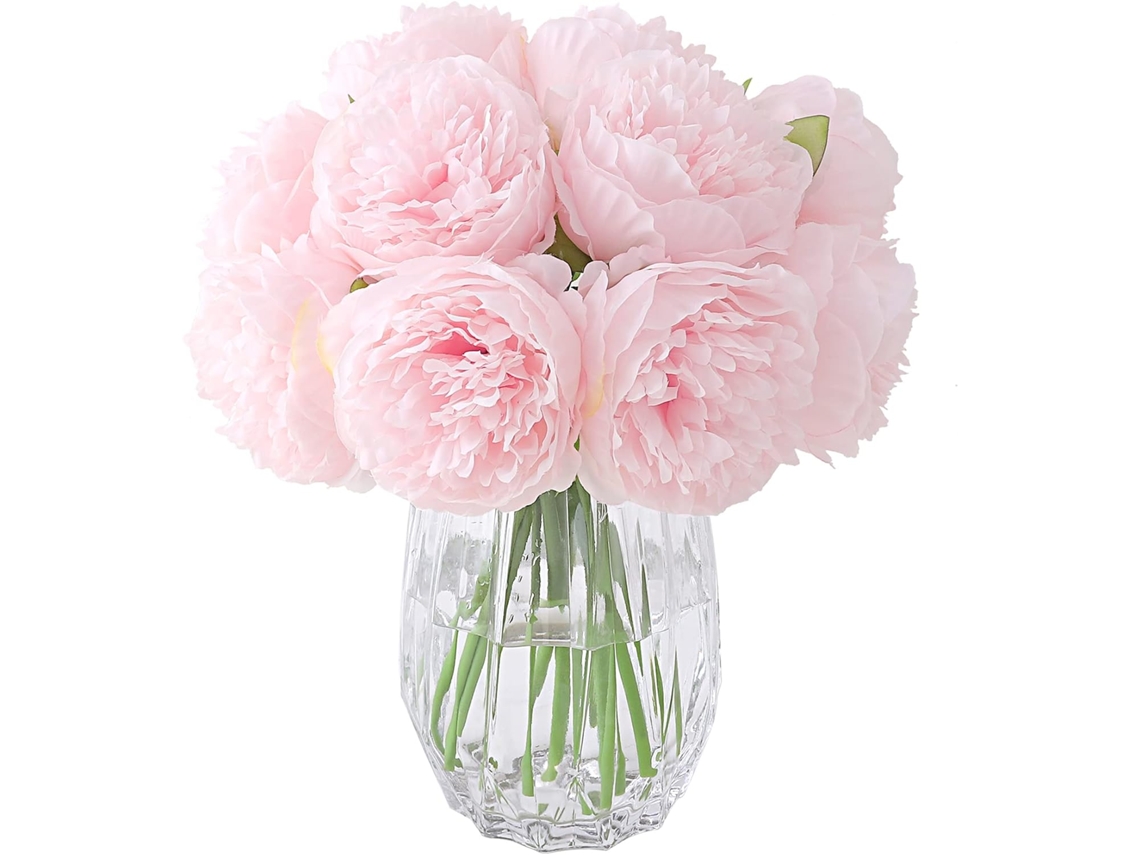 Conjunto de 10 Peônias Artificiais de Seda para Casamentos, Escritórios, Casas, Além de Decoração para Mesas AQUAFORGE (rosa Claro)