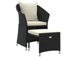 Maison Exclusive - 2 Pcs Conjunto Lounge De Jardim C/ Almofadões Vime Pe Preto