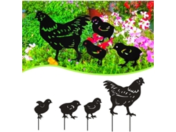 2026 4 Peças de Decoração de Jardim em Metal Silueta Animal Poste de Jardim Decoração Preta para Pátio e Grama