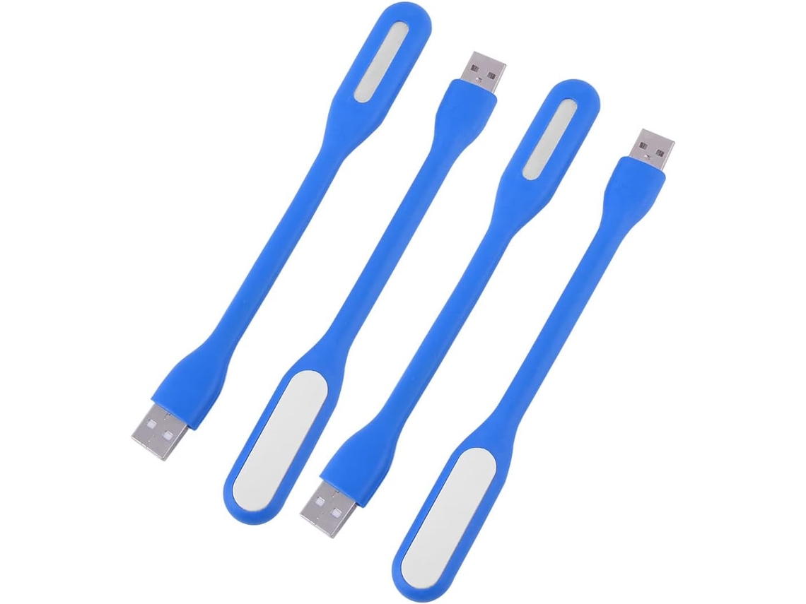 Luminária noturna portátil de LED dupla com ângulo ajustável e conexão USB.