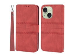 Capa Pega Para Iphone 15 Pele Sintética Anti-riscos Vermelho