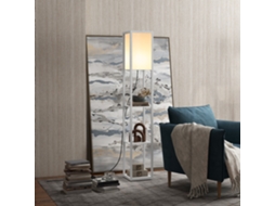 Abajur de Piso com 3 Prateleiras Integradas. Soquete E27 Power 40w. Móveis Modernos de Mdf. 26x26x160cm. Branco Ge