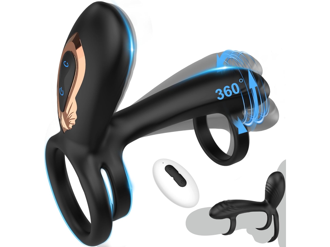 Anel Peniano Vibratório Com Estimulador Giratório De 360° - Manga Peniana Com 10 Modos Para Prazer Clitoriano E Testicular