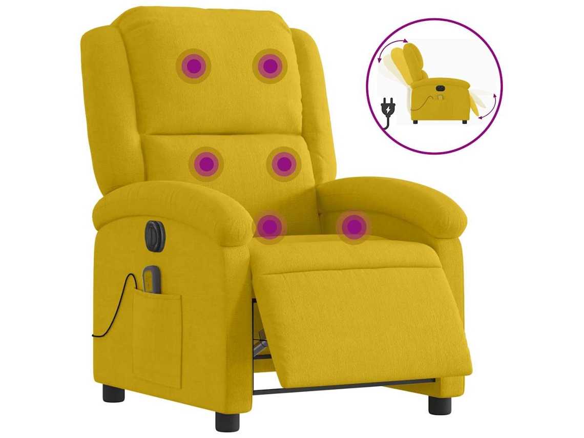 Electric Massage Recliner Chair, Electric Massage Recliner Chairs Vidaxl Amarelo Veludo