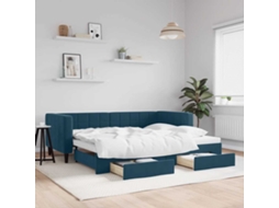 Vidaxl Sofá-cama Com Gavetão E Gavetas 90x200 Cm Veludo Azul