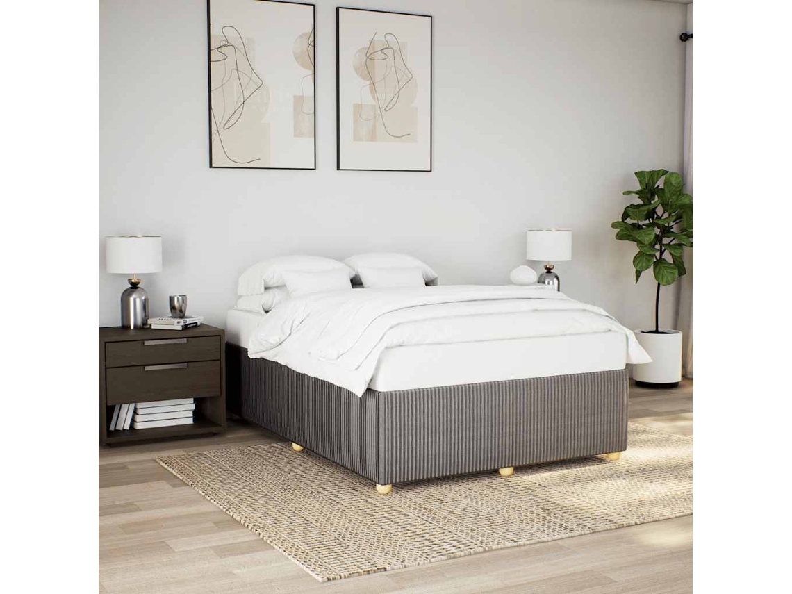 Vidaxl Cama Sem Colchão 160x200 Cm Tecido Castanho acinzentado