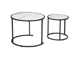 Mesa de Centro Retangular 106x58x39,5cm Branco e Madeira, com 2 gavetas | S/MARCA