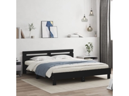 Vidaxl Estrutura De Cama Com Cabeceira E Luzes Led 200x200 Cm Preto
