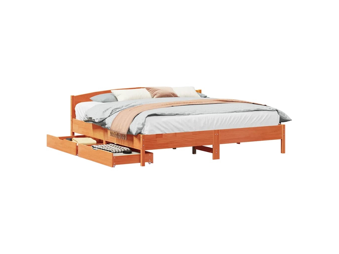 Cama Sem Colchão 180x200 Cm Pinho Maciço Castanho mel MAISON EXCLUSIVE