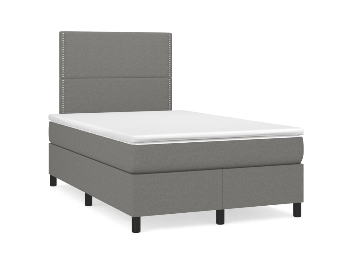 Vidaxl Cama Boxspring Com Colchão 120x190 Cm Tecido Cinzento-escuro
