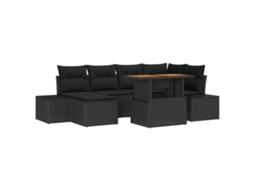Conjunto 7 Conjunto De Sofá De Jardim Vidaxl Preto Vime Pe (100 X 55 X 73 Cm)