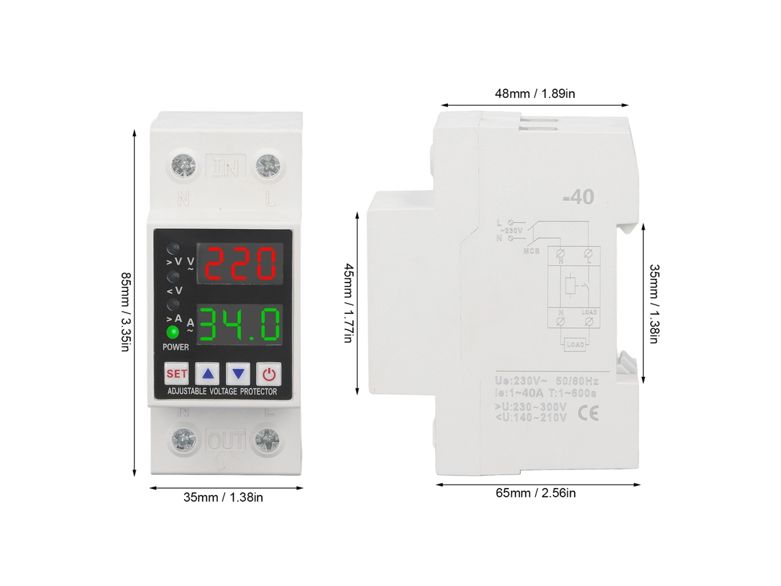 Protector De Sobretensão E Subtensão 230v Ac Laxiscreed Com Reinício Automático
