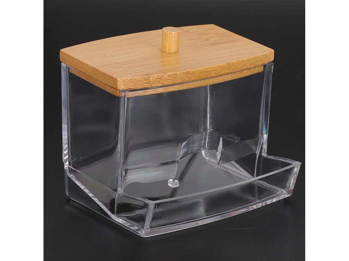 Recipiente para cotonetes e hastes dentadas AQUAFORGE com tampa de bambu transparente