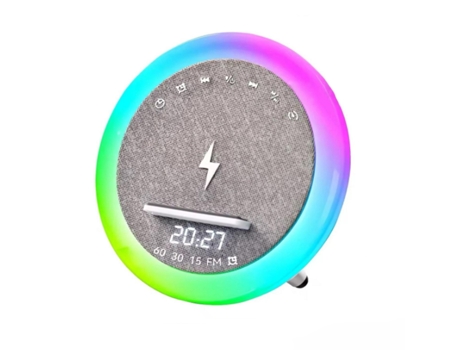 Coluna Smart Multifunções Kp 577, Com Bluetooth Com Relógio E Alarme Onlike, Carregamento Sem Fio Por Indução