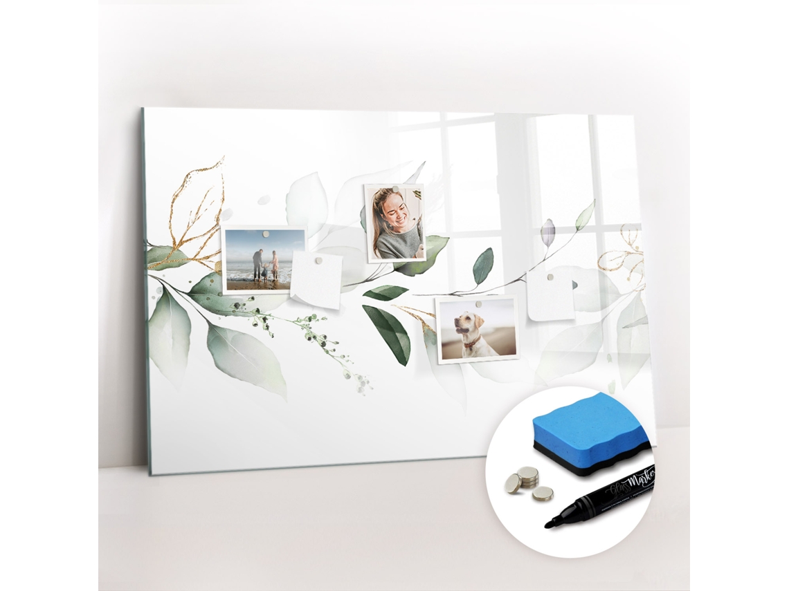 Quadro Magnético Abstração De Folhas Para O Corredor Espelharte (90x60 Cm)