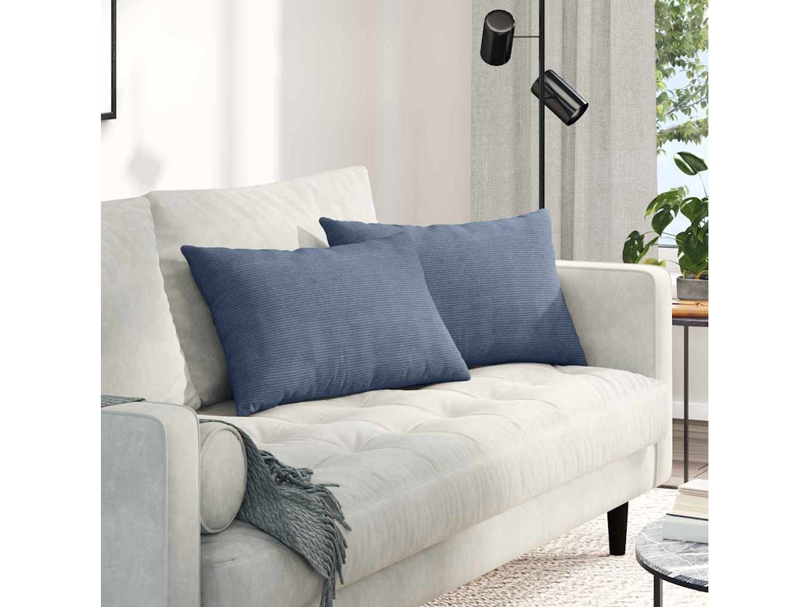 Vidaxl Travesseiros De Sofá 2 Pcs Azul 60 X 40 Cm