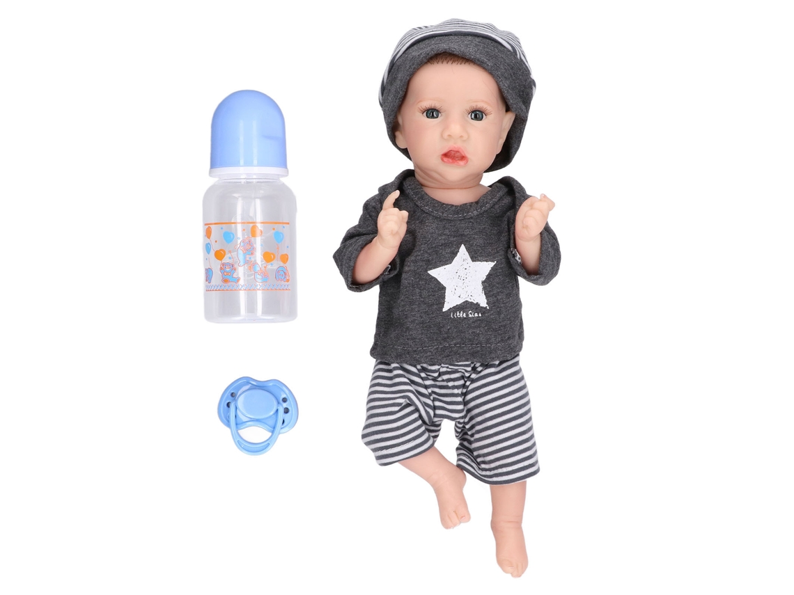 Ats muñeca Reborn de 12 Polegadas com Extremidades Flexíveis de Silicone Macio Realista com Mamadeira Infantil