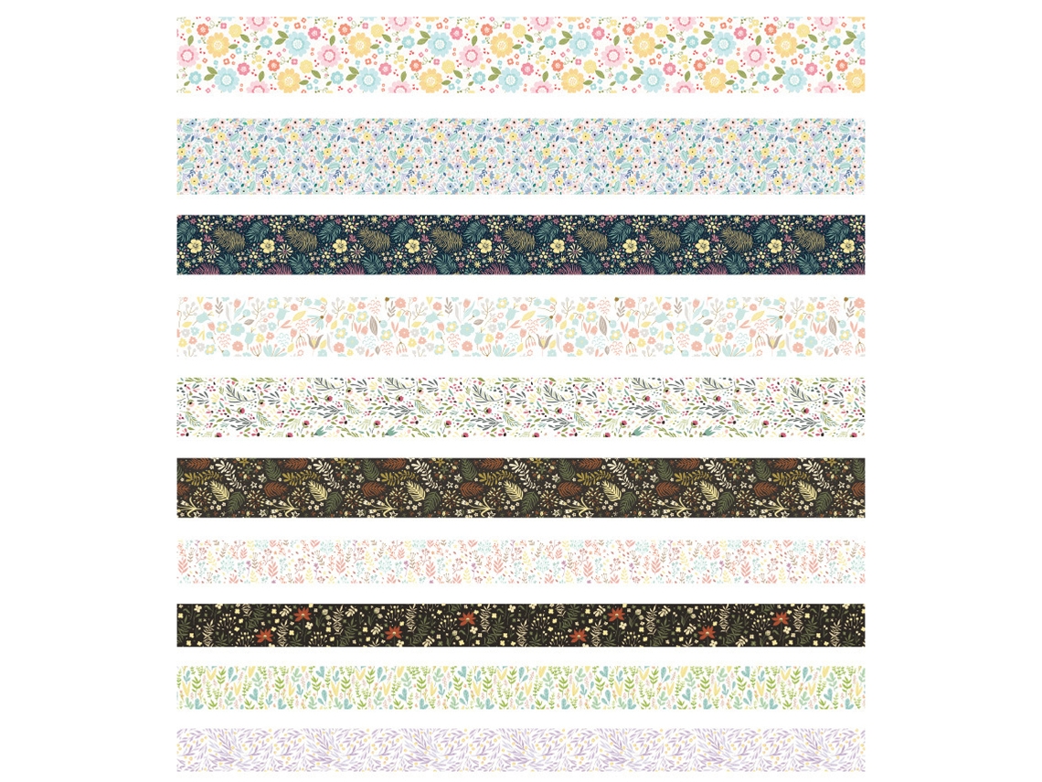 Fita Adesiva, 10 Rolos, Floral () Projetos Artesanato, Estampas Florais Vibrantes