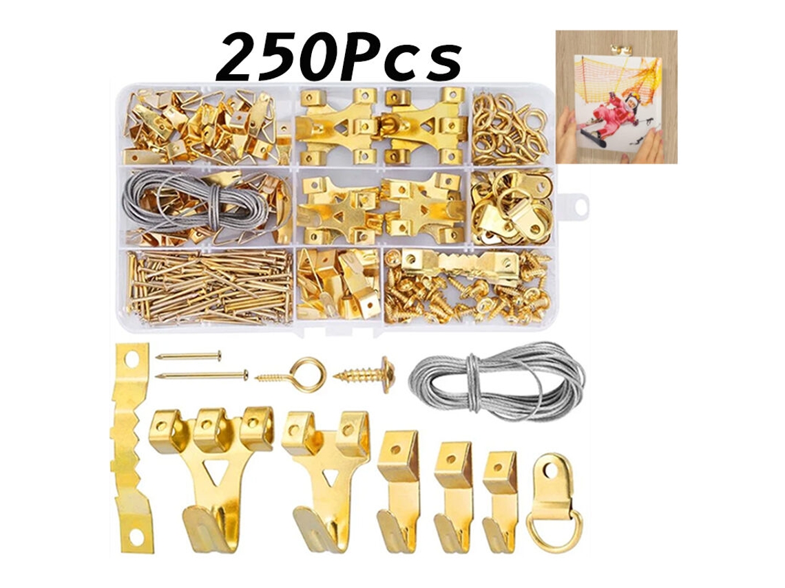 Kit Para Pendurar Quadros Com 250 Peças, Incluindo Ganchos, Pregos, Argolas Em D, Olhais E Cabo De Aço. Inclui Parafusos, Ganchos -aquaforge