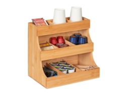 Organizador Relaxdays Para Acessórios 9 Compartimentos, Bambu, Axlxp 24x26,5x17,5 Cm, Estação De Café E Chá, Armazenamento, Natur Aquaforge