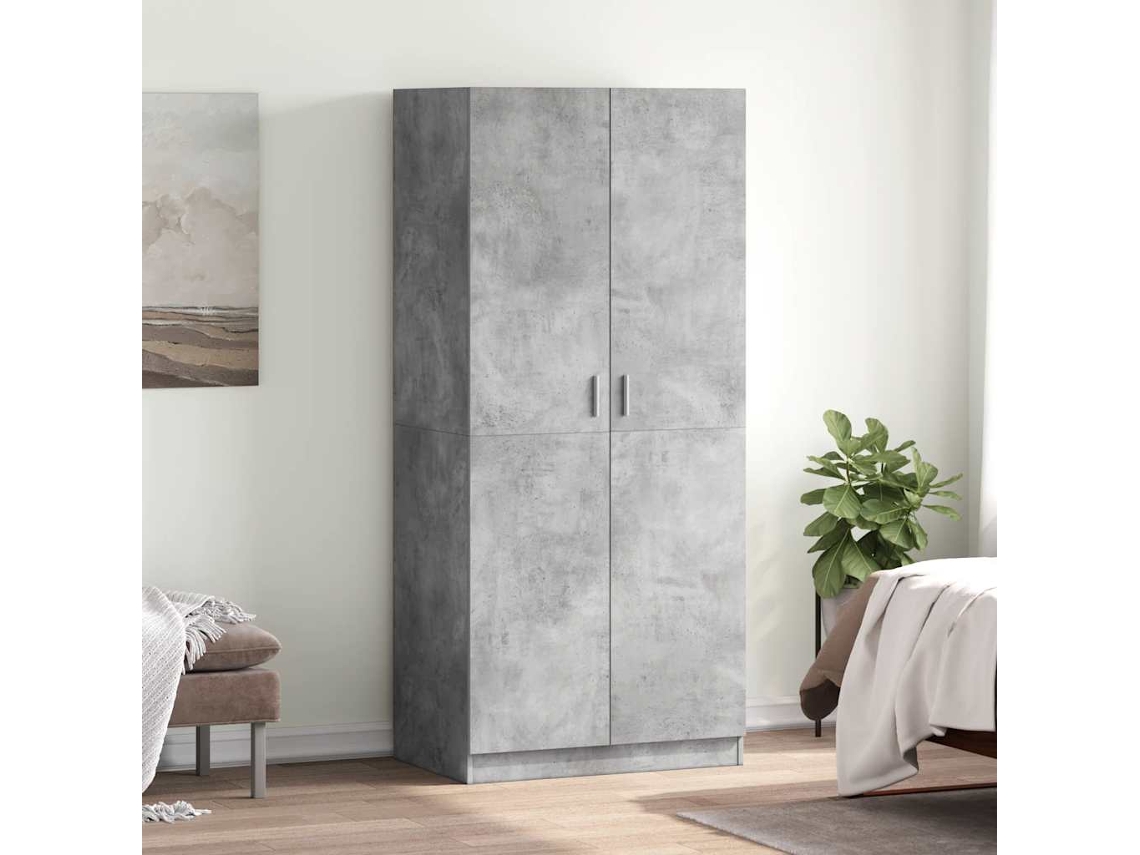 Vidaxl Roupeiro 80x52x180 Cm Derivados De Madeira Cinzento Cimento