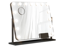 Espelho Giratório de Toucador 58x46cm com 14 Lâmpadas Led,3 Modos de Iluminação Ajustáveis,interruptor Tátil Preto BTFORUS