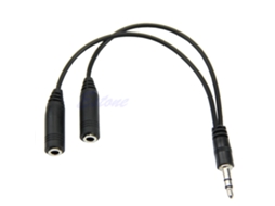 Cabo Adaptador de Áudio Estéreo 3,5 Mm com 1 Conector Macho para 2 Conectores Fêmeas AQUAFORGE (um Ponto e Dois Conectores)