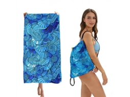 Toalha de Praia 2 em 1 Toalha de Praia com Arrumação Integrada Toalha de Banho Dobrável Estampada Mandala Azul MISSCA