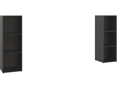 Móveis de TV 2 pcs 107x35x37 cm contraplacado preto brilhante