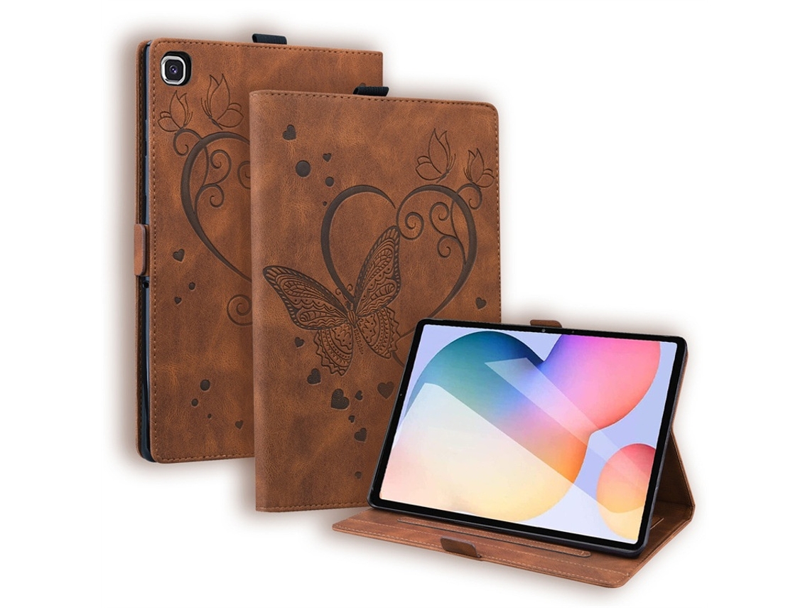 Elysve Capa Telemóvel Para Samsung Tab S6 Lite 2024 10.4 Polegadas (p613/p619/p618) Marrom, Borboleta