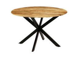 Vidaxl Mesa Jantar Madeira De Mangueira Maciça Áspera + Aço 120x77 Cm