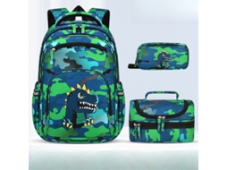 Mochila Escolar Infantil Para Meninas E Meninos Com Lancheira Para Alunos Do Ensino Básico. Verde Hexinyigjly