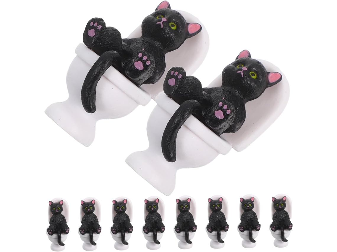 Kit de 10 Estatuetas de Gatos em Resina para Casa, Decoração Original para Mesa, Estátuas Fofas de Gatos para CHABERLU