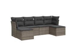 Conjunto de 6 Sofás de Jardim com Almofadões Vime Cinzento MAISON EXCLUSIVE (80x200 cm)