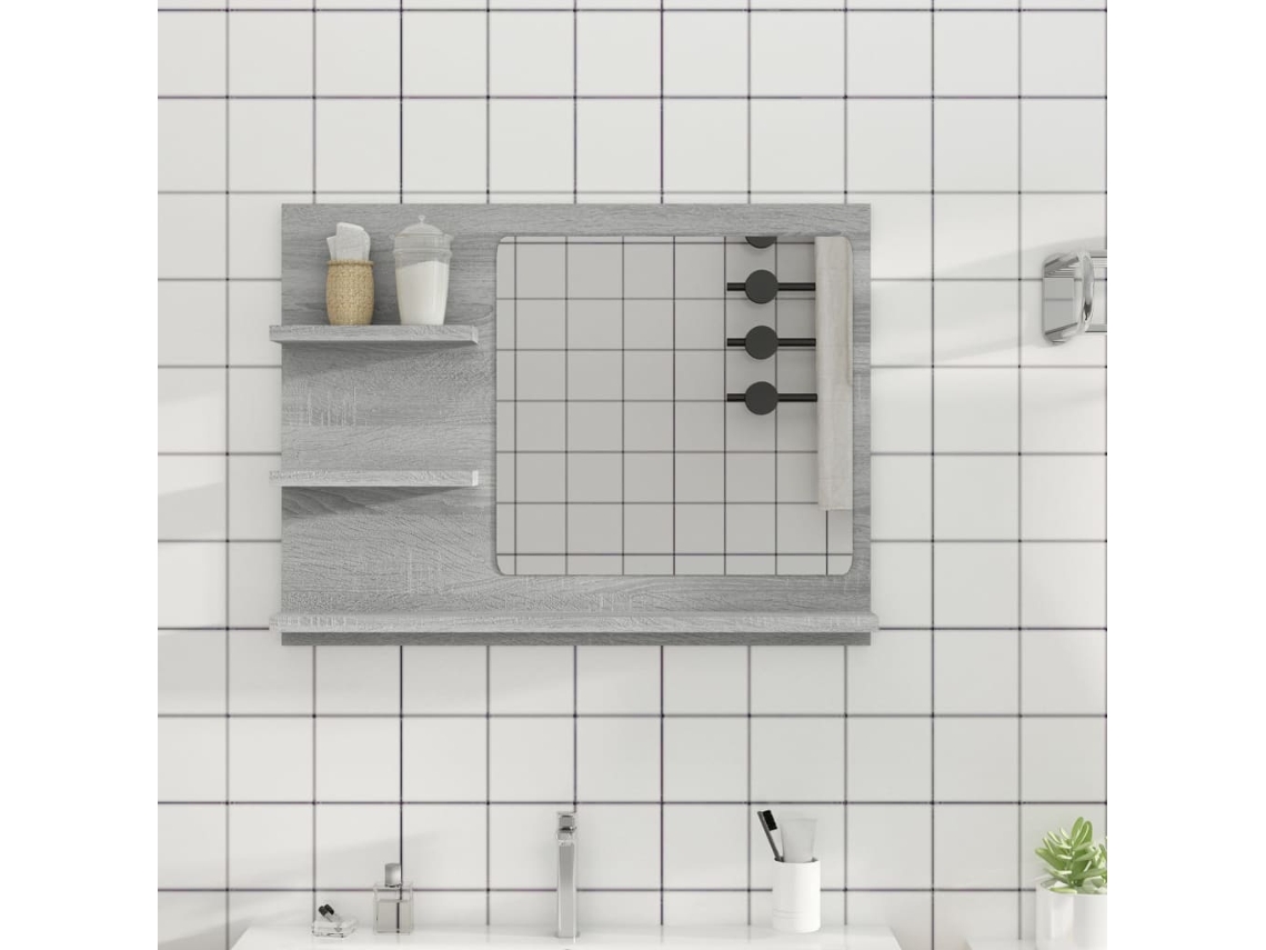 Vidaxl Espelho Wc 60x10,5x45 Cm Derivados De Madeira Cinzento Sonoma