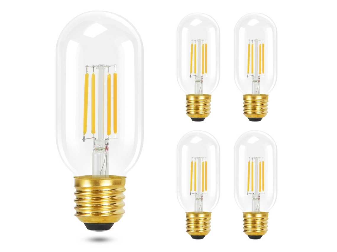 Conjunto de 4 Lâmpadas Led NETTLIFE E27 Branco Quente 4W 2700K T45 Filamento Vintage da Poupança Energia