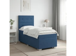 Vidaxl Cama Box Spring Com Colchão Azul 100 X 200 Cm Tecido