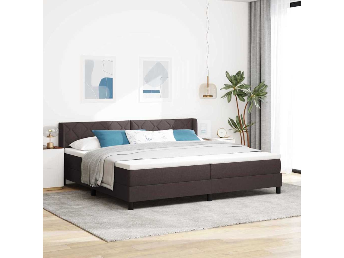 Vidaxl Cama Box Com Cabeceira Manual Marrom Escuro 200 X 200 Cm Tecido