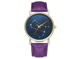 Relógio de pulso Zhoulianfa Constellation Fashion Quartz para homens e mulheres com pulseira de couro PU (roxo)