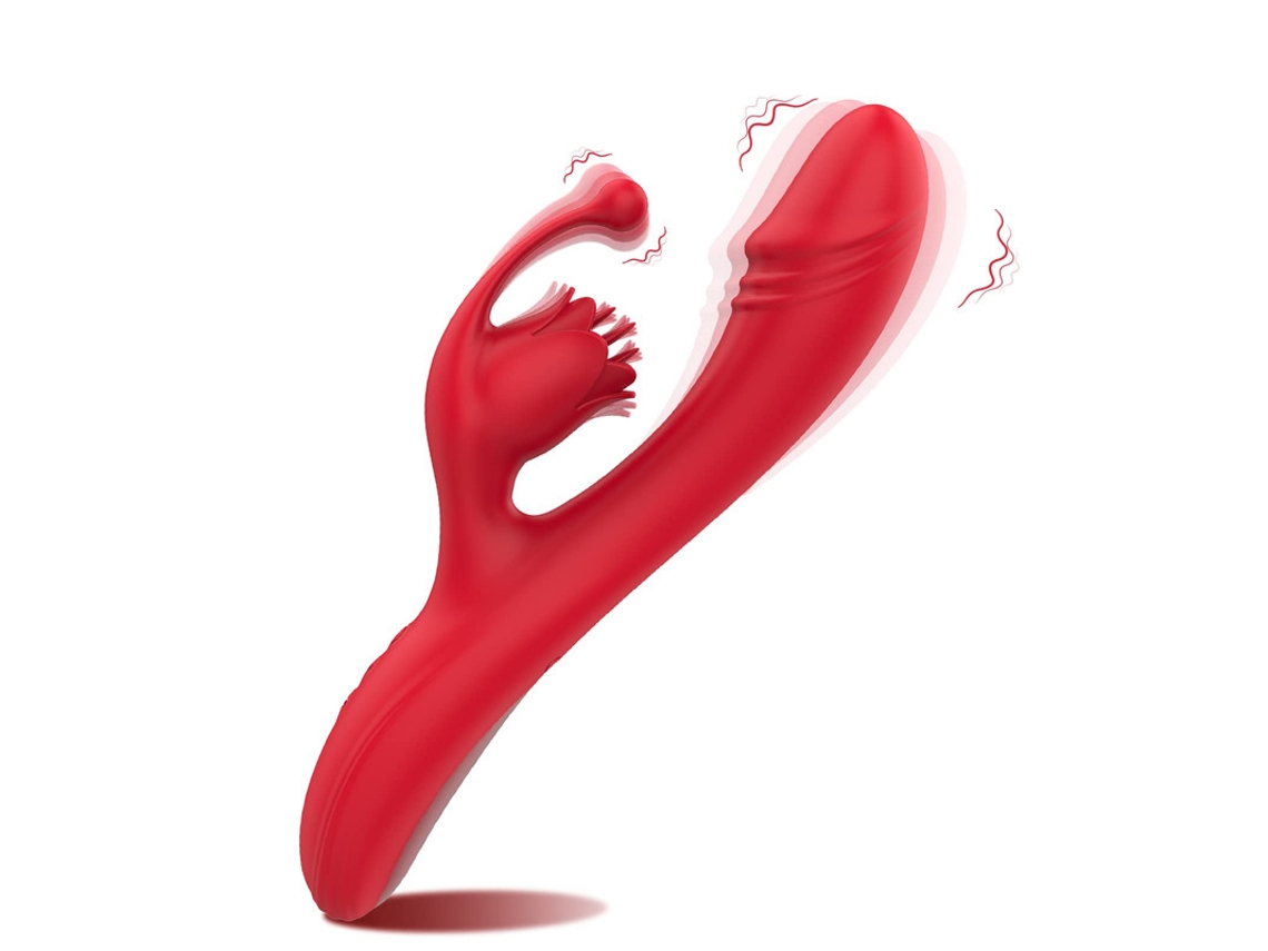 Vibrador Rosa Com 10 Modos De Lamber E Vibrar Funo De Aquecimento Para Mulheres (vermelho) Yizhood