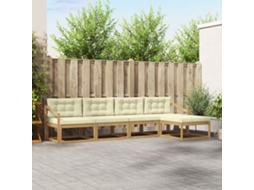 Vidaxl Conjunto De Sofás Para Exterior 4 Pcs Branco E Creme Poliéster
