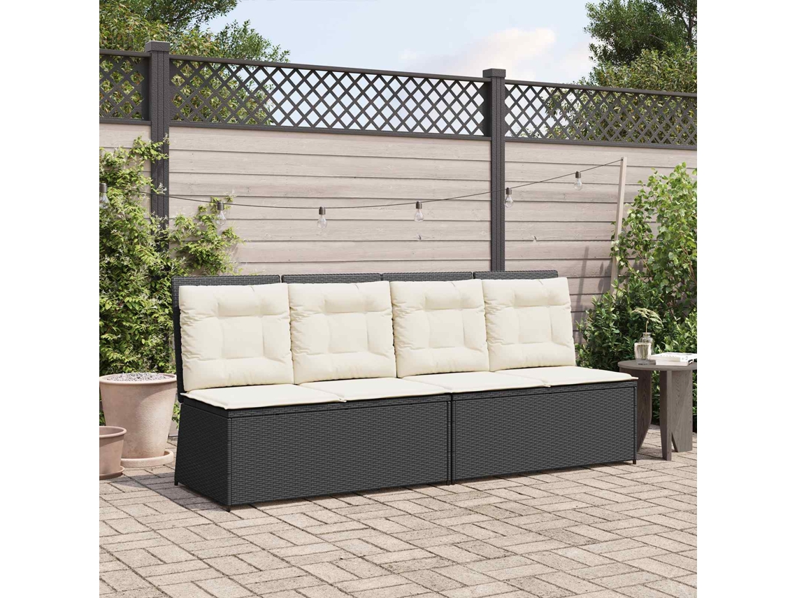 Vidaxl Banco De Jardim Preto Vime Pe