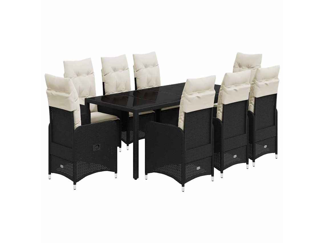 Bistro Set, Bistro Sets Vidaxl Preto Rattan / Vime (190 X 90 X 75 Cm)