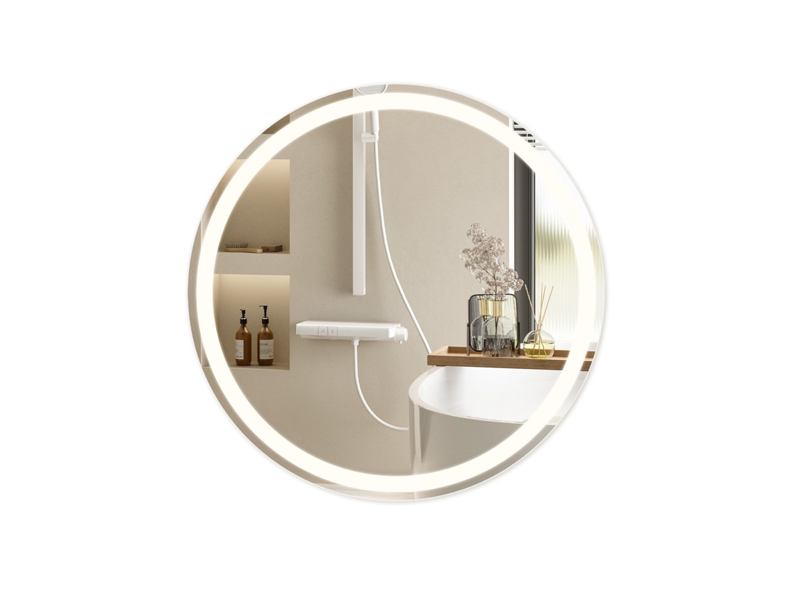 Espelho Iluminado Banheiro 50 Cm Led Redondo Mural Interruptor Táctil Anti-Condensação Ip44 Ajustável 3000K-6500K NETTLIFE