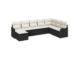 Conjunto 8 Sofá Modular Vidaxl Preto Vime Pe (287,5 X 177,5 X 69 Cm)
